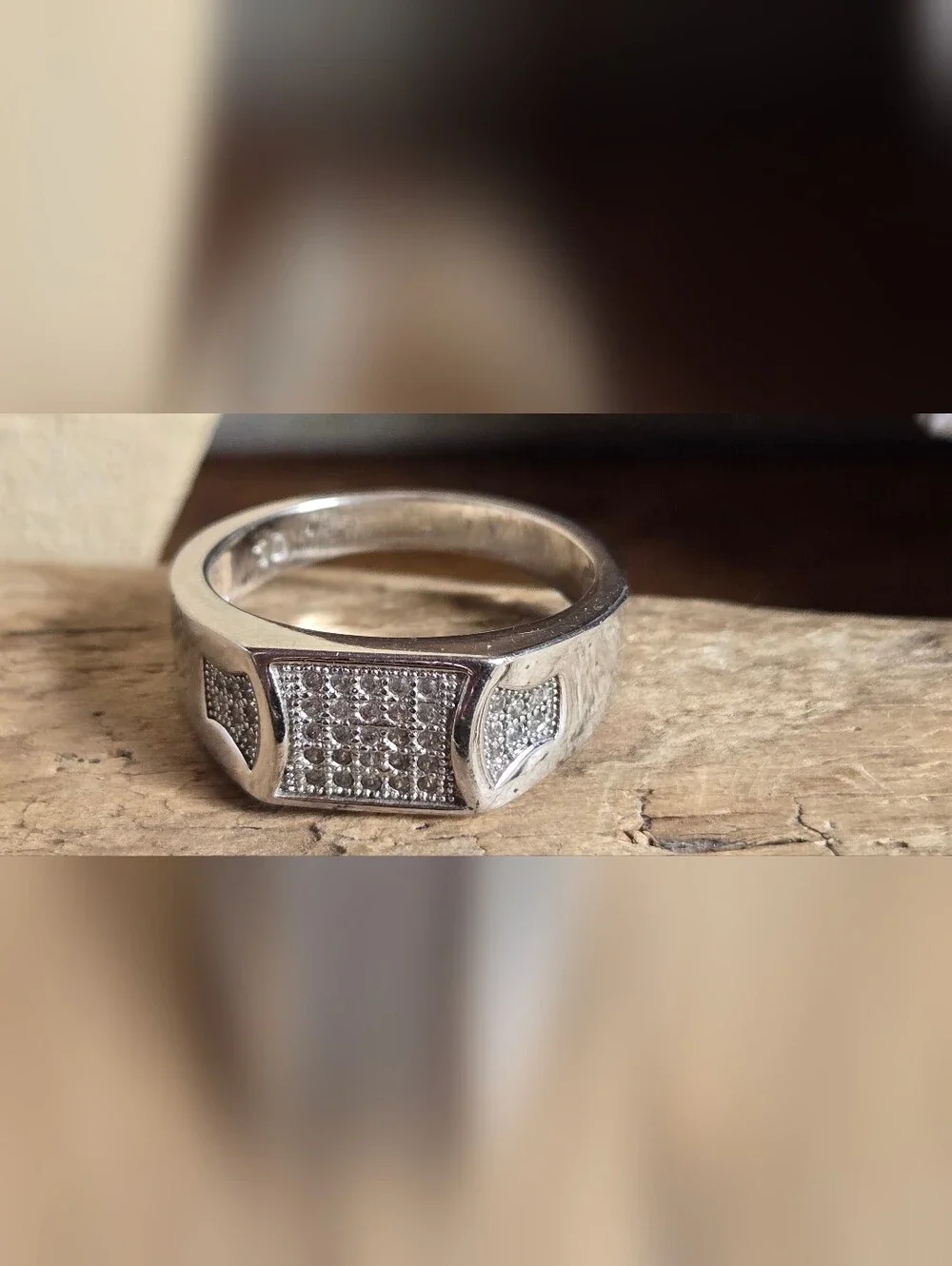 Men's Sterling Silver 925 CZ Pave Ring Size 10 | Wide Band Statement Ring | New